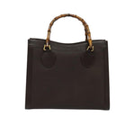 GUCCI Bamboo Hand Bag Leather Brown Gold Auth ep8928-2