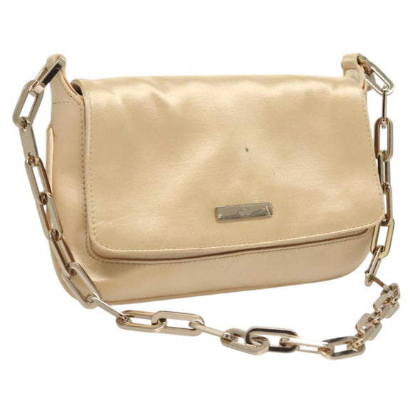 GUCCI Chain Shoulder Bag Satin Gold 007 1705 2033 Auth ep8929