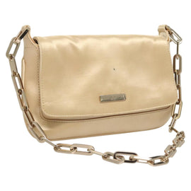 GUCCI Chain Shoulder Bag Satin Gold 007 1705 2033 Auth ep8929