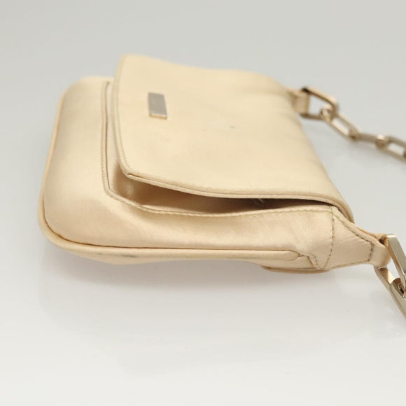 GUCCI Chain Shoulder Bag Satin Gold 007 1705 2033 Auth ep8929