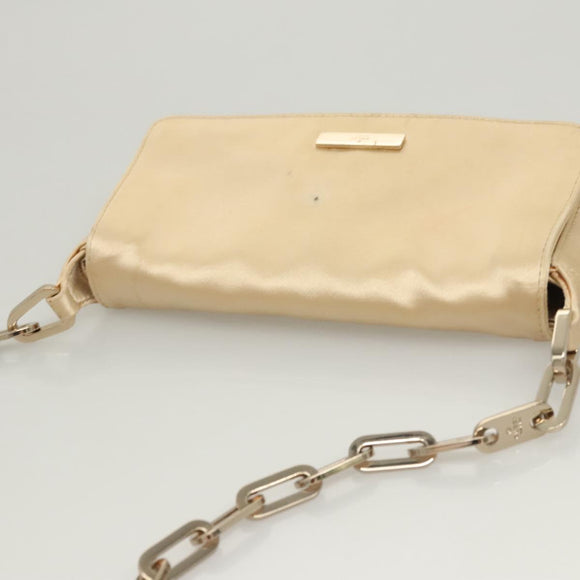 GUCCI Chain Shoulder Bag Satin Gold 007 1705 2033 Auth ep8929