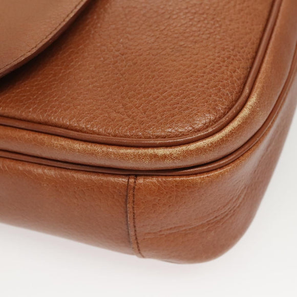 Burberrys Shoulder Bag Leather Brown Gold Auth ep8934