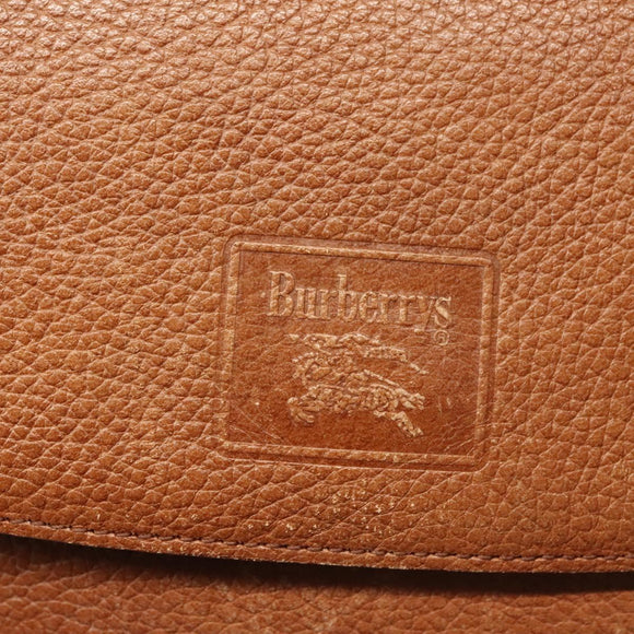Burberrys Shoulder Bag Leather Brown Gold Auth ep8934