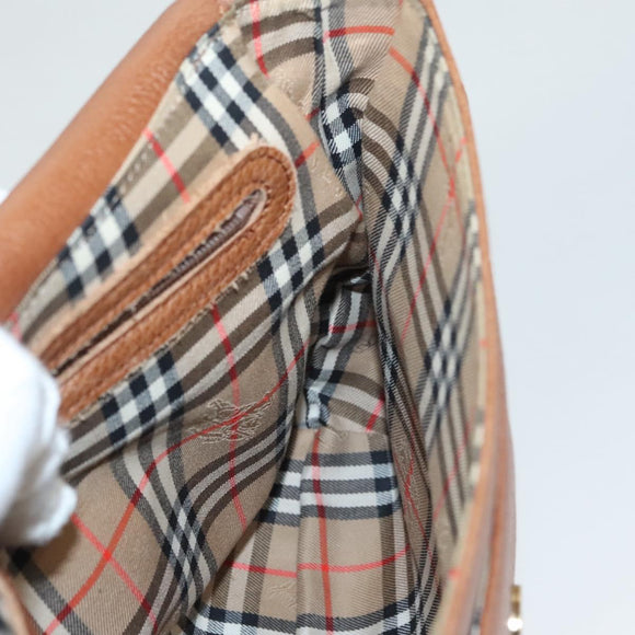 Burberrys Shoulder Bag Leather Brown Gold Auth ep8934