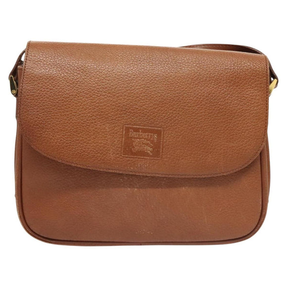 Burberrys Shoulder Bag Leather Brown Gold Auth ep8934