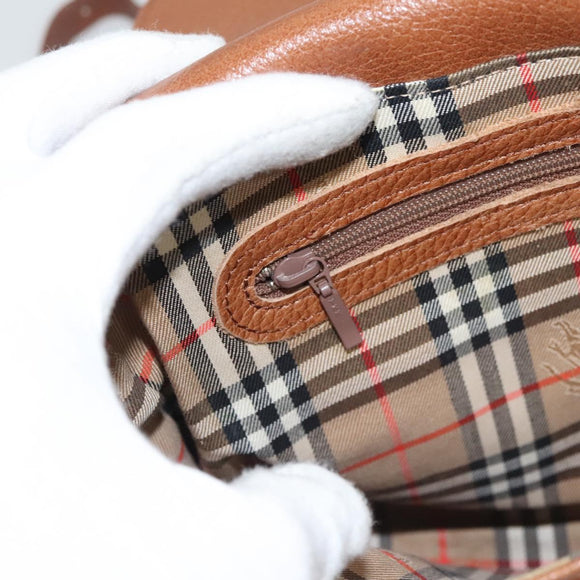 Burberrys Shoulder Bag Leather Brown Gold Auth ep8934