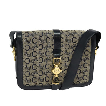 CELINE C Sulky Shoulder Bag Canvas Navy Gold Auth ep8935