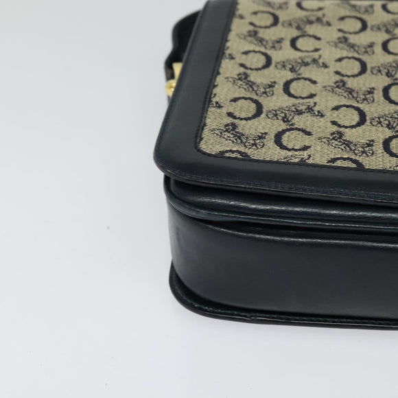 CELINE C Sulky Shoulder Bag Canvas Navy Gold Auth ep8935