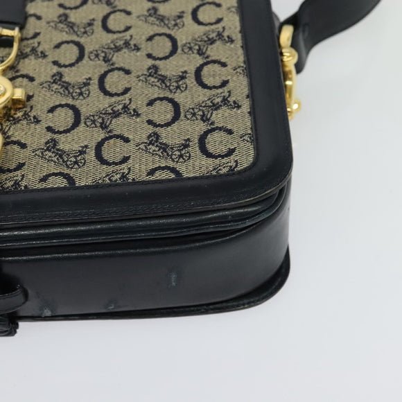 CELINE C Sulky Shoulder Bag Canvas Navy Gold Auth ep8935