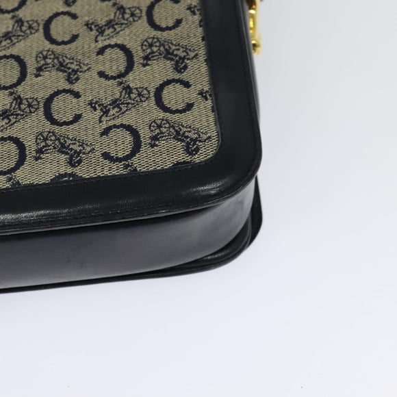 CELINE C Sulky Shoulder Bag Canvas Navy Gold Auth ep8935