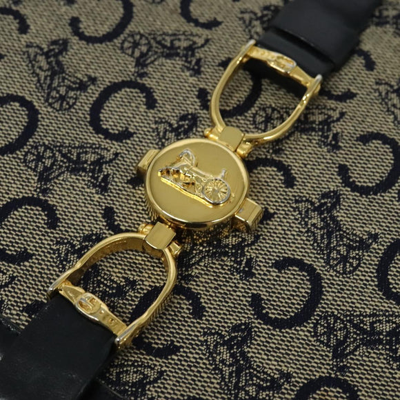 CELINE C Sulky Shoulder Bag Canvas Navy Gold Auth ep8935