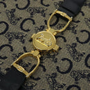 CELINE C Sulky Shoulder Bag Canvas Navy Gold Auth ep8935-17