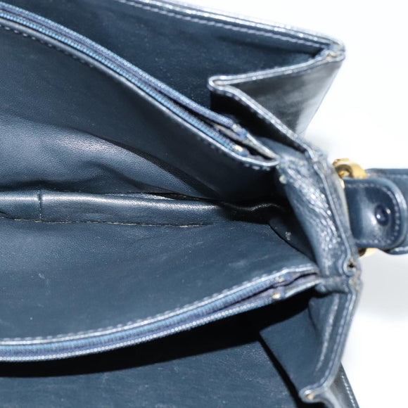 CELINE C Sulky Shoulder Bag Canvas Navy Gold Auth ep8935