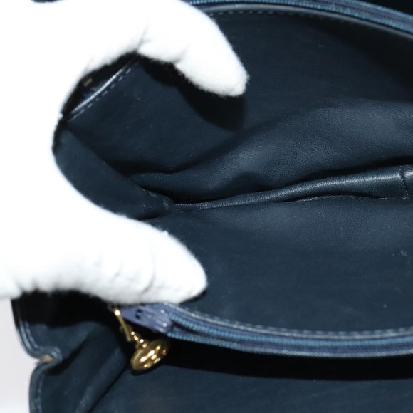 CELINE C Sulky Shoulder Bag Canvas Navy Gold Auth ep8935