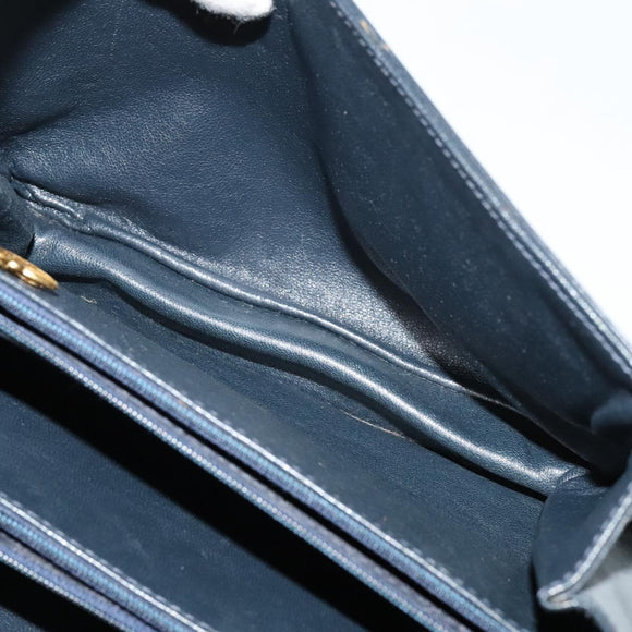 CELINE C Sulky Shoulder Bag Canvas Navy Gold Auth ep8935