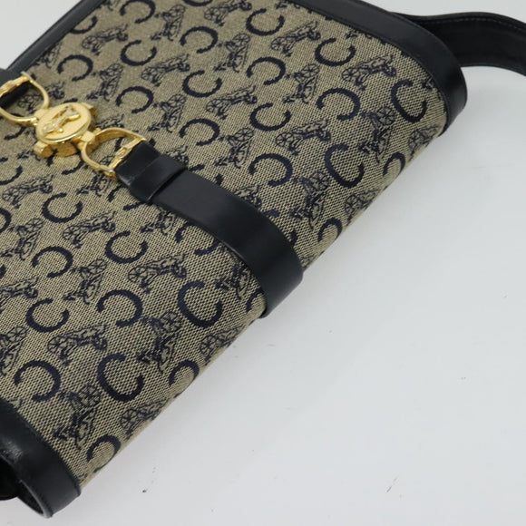 CELINE C Sulky Shoulder Bag Canvas Navy Gold Auth ep8935