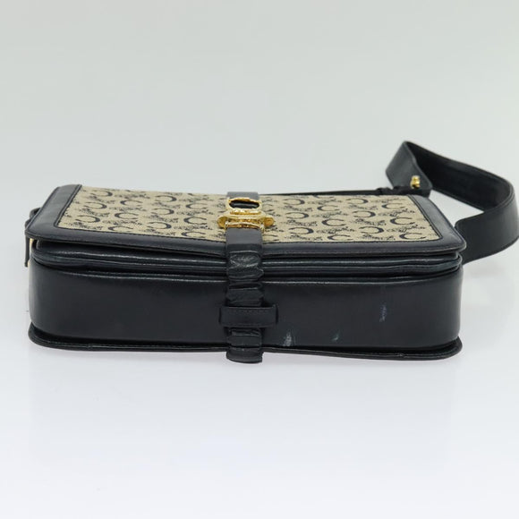 CELINE C Sulky Shoulder Bag Canvas Navy Gold Auth ep8935