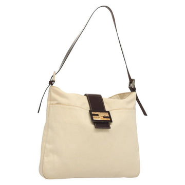 FENDI Shoulder Bag Canvas White Auth ep8951