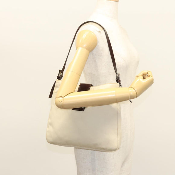 FENDI Shoulder Bag Canvas White Auth ep8951