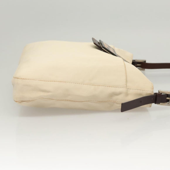 FENDI Shoulder Bag Canvas White Auth ep8951