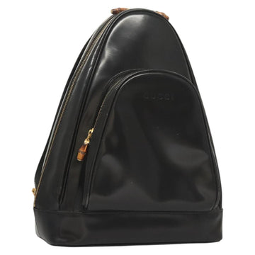 GUCCI Bamboo Body Bag Patent leather Black Gold Auth ep8958