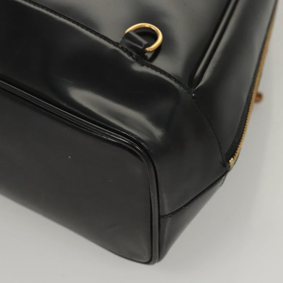 GUCCI Bamboo Body Bag Patent leather Black Gold Auth ep8958