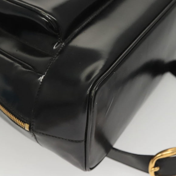 GUCCI Bamboo Body Bag Patent leather Black Gold Auth ep8958