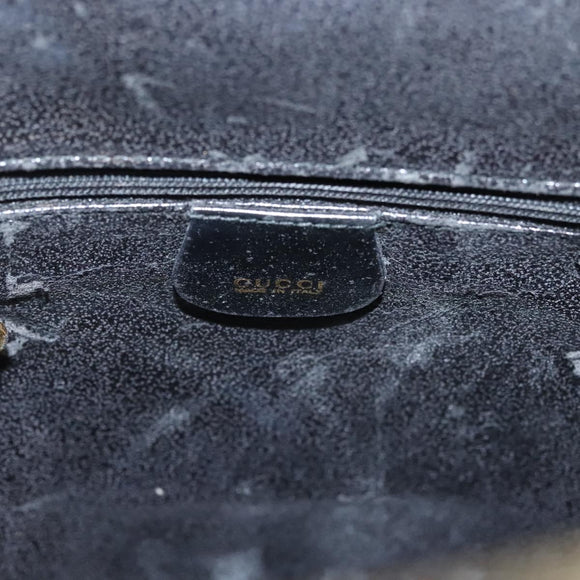 GUCCI Bamboo Body Bag Patent leather Black Gold Auth ep8958