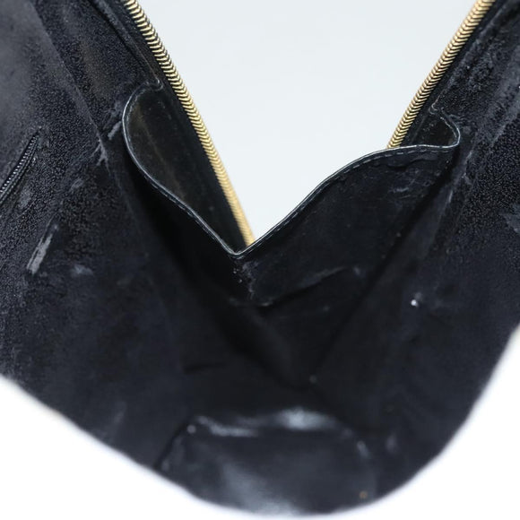 GUCCI Bamboo Body Bag Patent leather Black Gold Auth ep8958