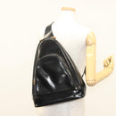 GUCCI Bamboo Body Bag Patent leather Black Gold Auth ep8958-25
