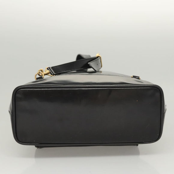 GUCCI Bamboo Body Bag Patent leather Black Gold Auth ep8958