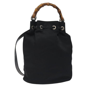 GUCCI Bamboo Hand Bag Nylon 2way Black Silver 003 2854 0060 5 Auth ep8968