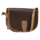 CELINE Macadam Canvas Shoulder Bag PVC Leather Brown Gold Auth ep8986-1