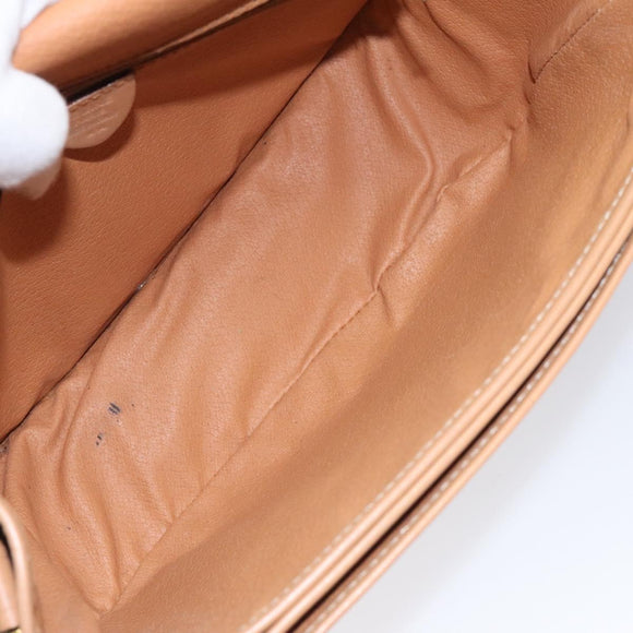 CELINE Macadam Canvas Shoulder Bag PVC Leather Brown Gold Auth ep8986