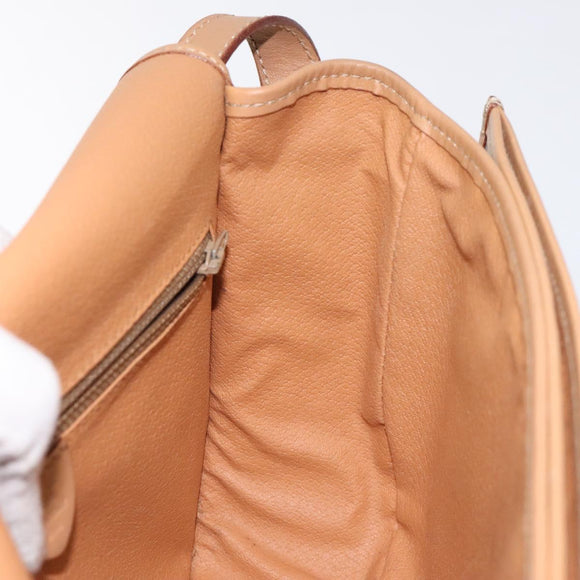 CELINE Macadam Canvas Shoulder Bag PVC Leather Brown Gold Auth ep8986