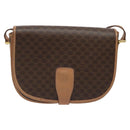 CELINE Macadam Canvas Shoulder Bag PVC Leather Brown Gold Auth ep8986-13