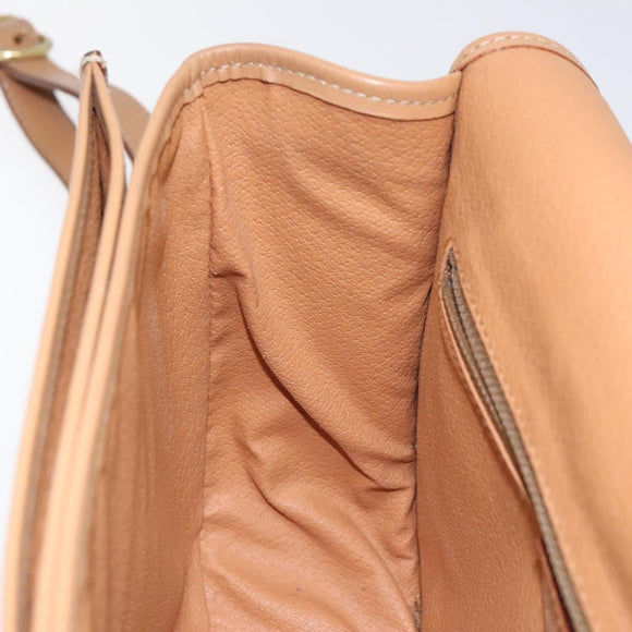 CELINE Macadam Canvas Shoulder Bag PVC Leather Brown Gold Auth ep8986