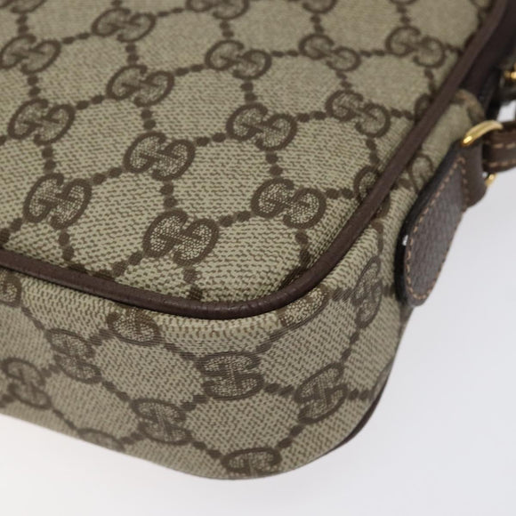 GUCCI GG Supreme Shoulder Bag PVC Beige Gold Auth ep8994