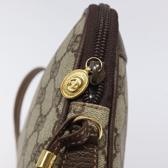 GUCCI GG Supreme Shoulder Bag PVC Beige Gold Auth ep8994