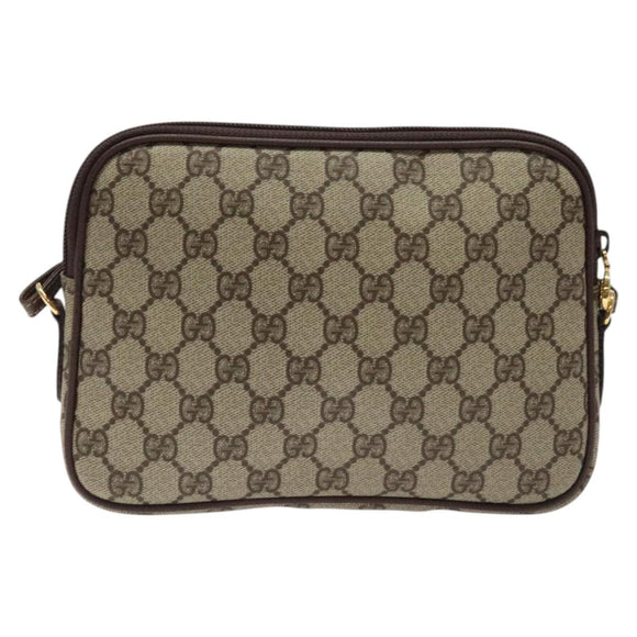 GUCCI GG Supreme Shoulder Bag PVC Beige Gold Auth ep8994