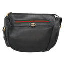 GUCCI Web Sherry Line Shoulder Bag Leather Black Gold 001 104 0918 Auth ep8999-1