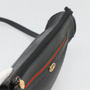 GUCCI Web Sherry Line Shoulder Bag Leather Black Gold 001 104 0918 Auth ep8999-6