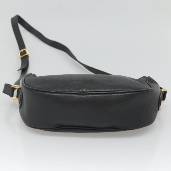 GUCCI Web Sherry Line Shoulder Bag Leather Black Gold 001 104 0918 Auth ep8999