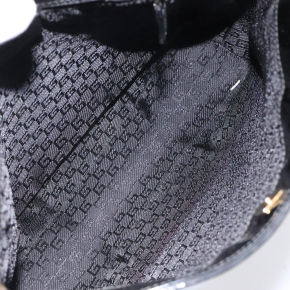 GUCCI Shoulder Bag Canvas Gold Black 001 4231 001998 Auth ep9008