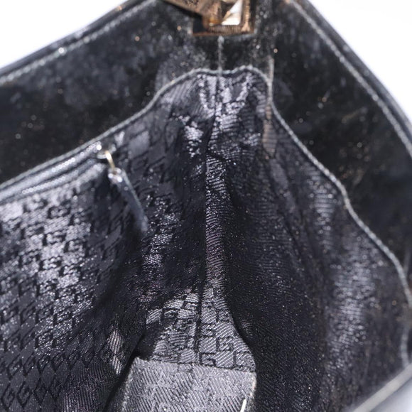 GUCCI Shoulder Bag Canvas Gold Black 001 4231 001998 Auth ep9008