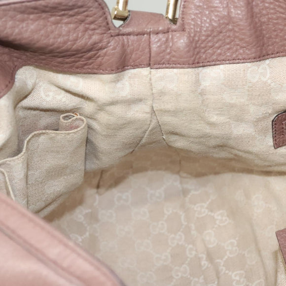 GUCCI Bamboo Hand Bag Leather 2way Pink Gold 282345 Auth ep9020
