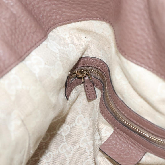 GUCCI Bamboo Hand Bag Leather 2way Pink Gold 282345 Auth ep9020