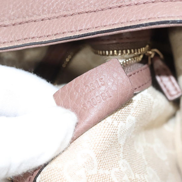 GUCCI Bamboo Hand Bag Leather 2way Pink Gold 282345 Auth ep9020