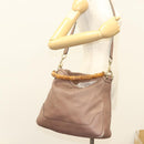 GUCCI Bamboo Hand Bag Leather 2way Pink Gold 282345 Auth ep9020-22