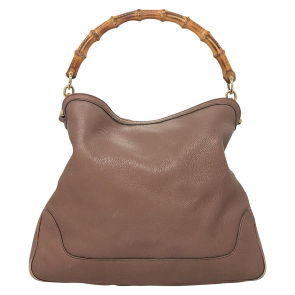 GUCCI Bamboo Hand Bag Leather 2way Pink Gold 282345 Auth ep9020